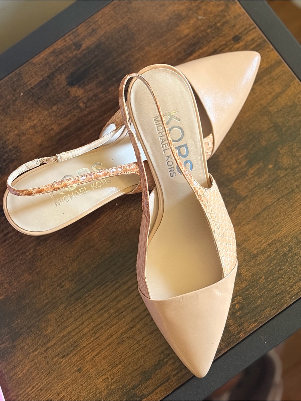 Nude Pointed Toe Slingback Kitten Heels - Picture 2 of 8